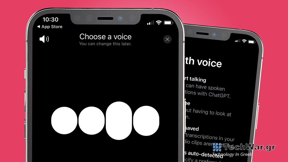 Two iPhones on a pink background showing ChatGPT