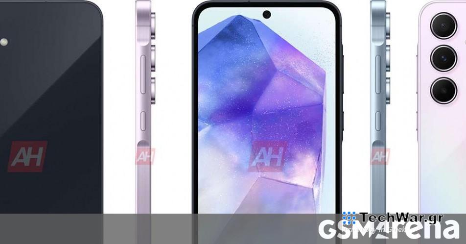 Το Galaxy A55 της Samsung δείχνει το μεταλλικό σκελετό σε επίσημα renders