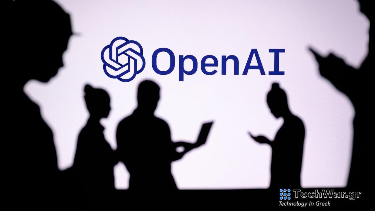 Silhouette of people using phones against OpenAI logo