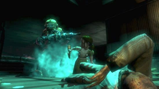 Bioshock: ένα ανατριχιαστικό κοριτσάκι χρησιμοποιεί μια βελόνα σε ένα πτώμα