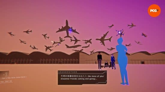 Προεπισκόπηση 1000xResist: Η μητέρα της Ίρις αποχαιρετά τη μητέρα της καθώς φεύγει από την Κίνα με τον σύζυγό της σε μια σουρεαλιστική, στατική λήψη αεροπλάνων που πετούν από πάνω.