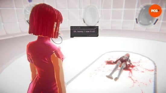 Προεπισκόπηση 1000xResist: Η Healer, μια από τις αδερφές του Watcher, κοιτάζει κάτω σε ένα βάναυσα κατεστραμμένο κοχύλι στο ιατρείο του Orchard.