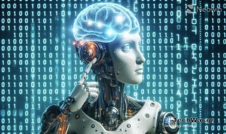 An AI-powered humanoid during the process of thinking