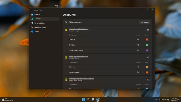 Η εφαρμογή Calendar Flyout στα Windows 11