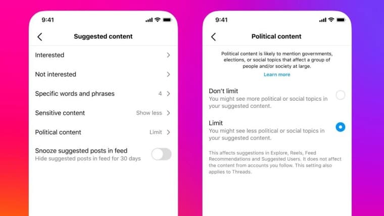 ρυθμίσεις instagram
