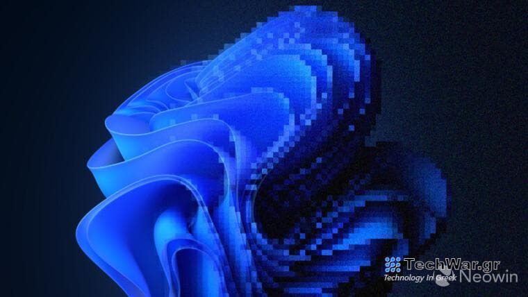 Windows 11 stock wallpaper with pixelation effect