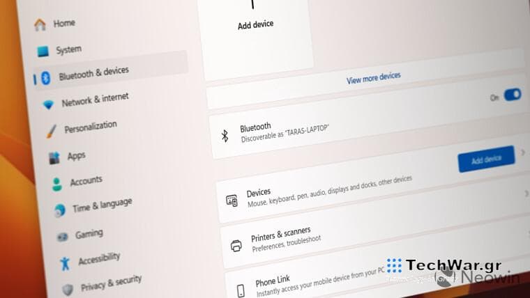 Bluetooth Settings in Widnows 11
