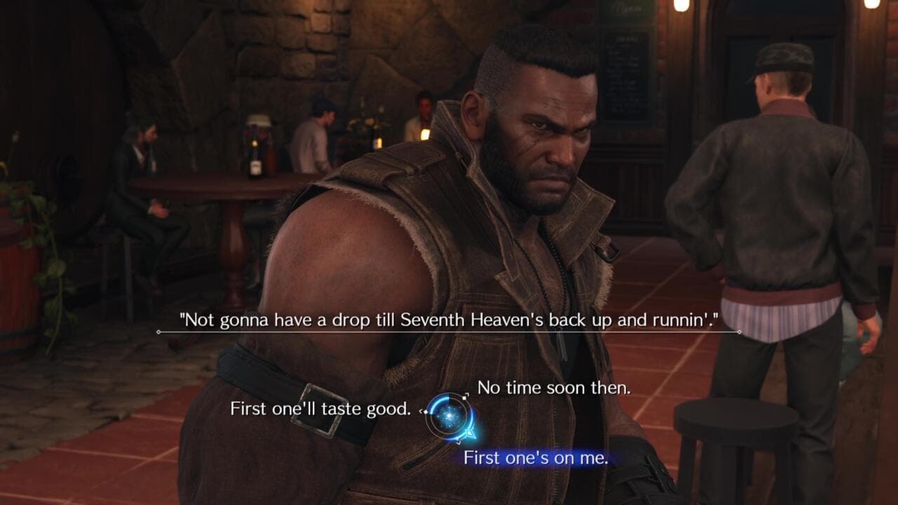 I'm pretty sure Barrett can drink for free once Seventh Heaven reopens, but that's a nice gesture from Cloud.