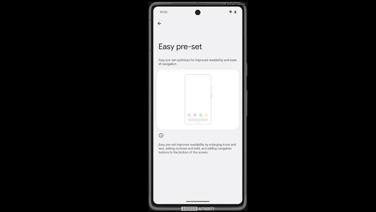 Ένα στιγμιότυπο οθόνης που δείχνει την εύκολη προκαθορισμένη λειτουργία
