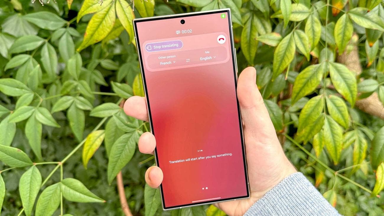 Φωτογραφία της κύριας διεπαφής ζωντανής μετάφρασης στο Samsung Galaxy S24