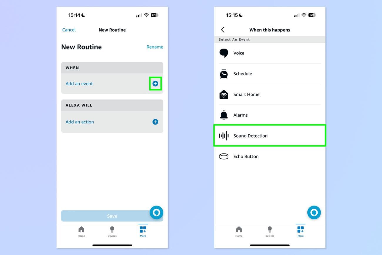 Ένα στιγμιότυπο οθόνης που δείχνει πώς να χρησιμοποιείτε τη συσκευή Echo για να σταματήσετε το γάβγισμα του σκύλου σας ενώ είστε έξω.