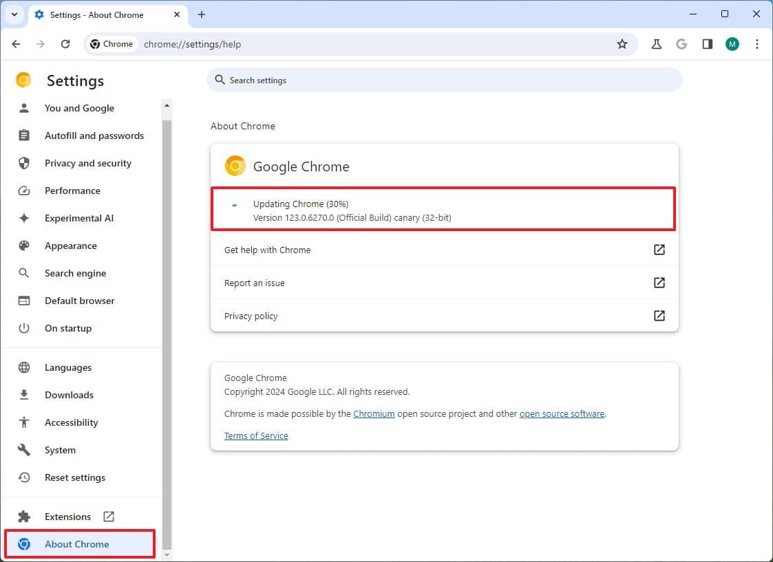 Λήψη ενημερώσεων Chrome