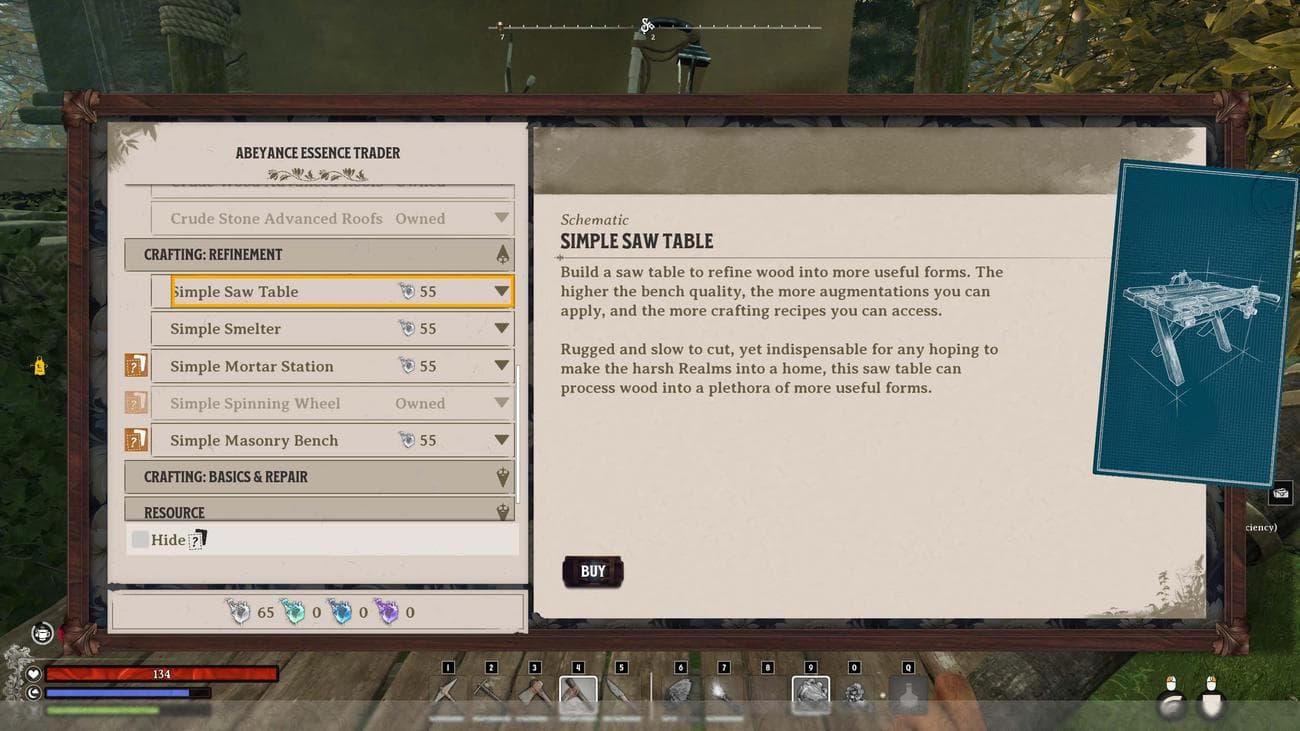 Nightingale: Αγοράστε το Simple Saw Table από το Essence Trader.