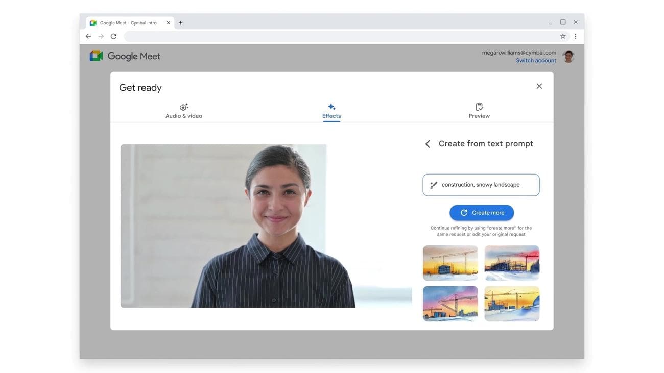 Δημιουργία εικόνων στο φόντο Gemini Meet