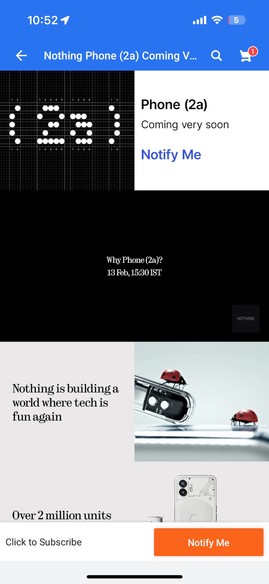 Nothing Phone 2a teaser μέσω του Flipkart.