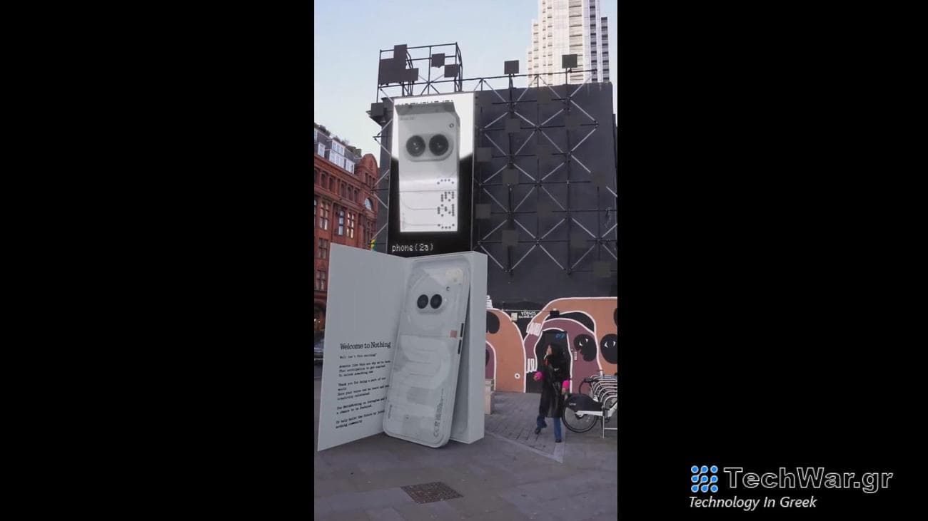 The Nothing Phone 2a in an augmented reality video.
