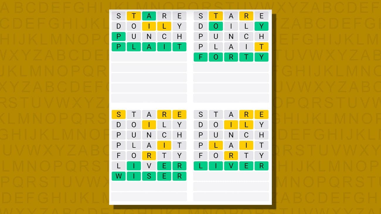 Quordle απαντήσεις για το παιχνίδι 741 σε κίτρινο φόντο