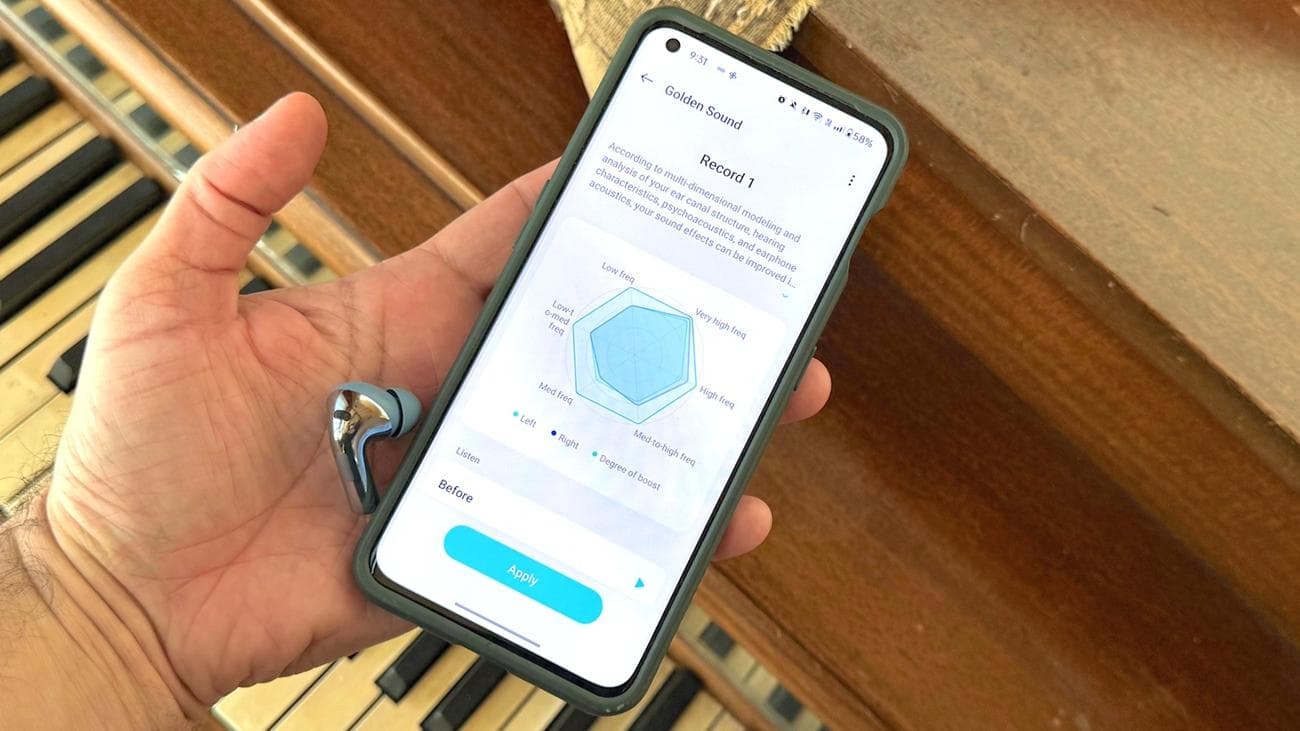 Το OnePlus Buds 3 δοκιμάζει την ποιότητα ήχου με τη λειτουργία Golden Sound στην εφαρμογή