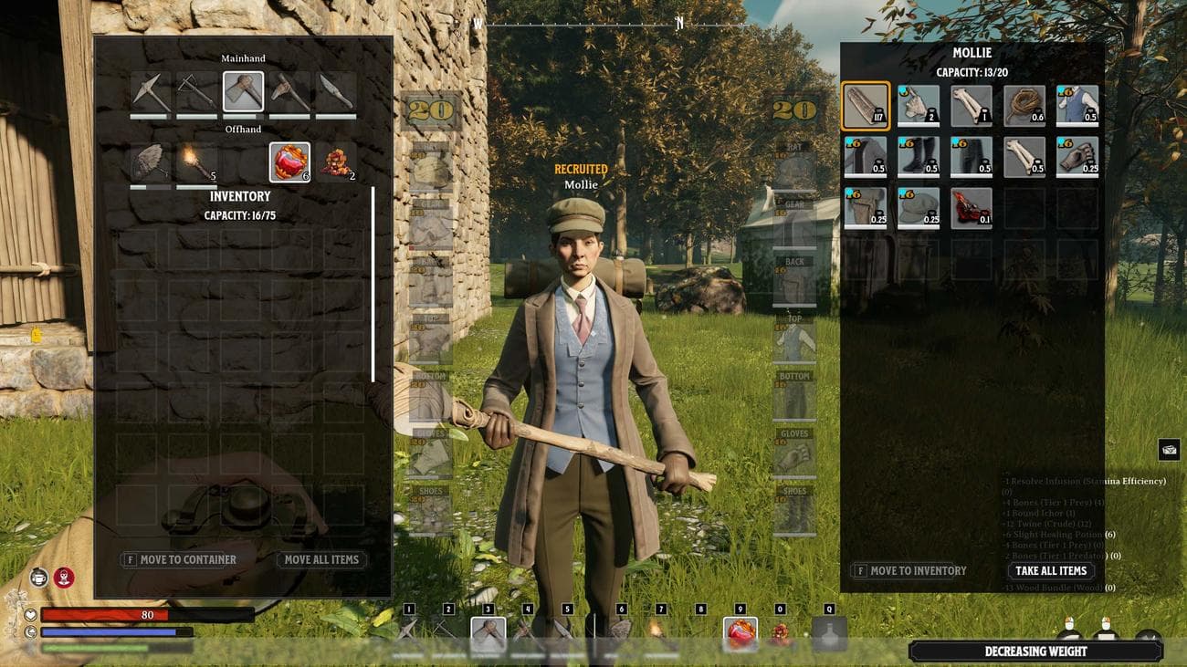 Nightingale: Κάντε τον στρατολογημένο σύντροφό σας να μεταφέρει πράγματα.