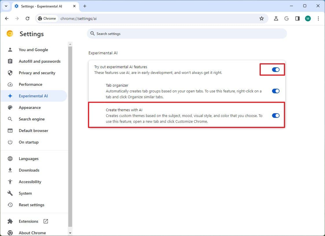 Το Chrome ενεργοποιεί θέματα AI