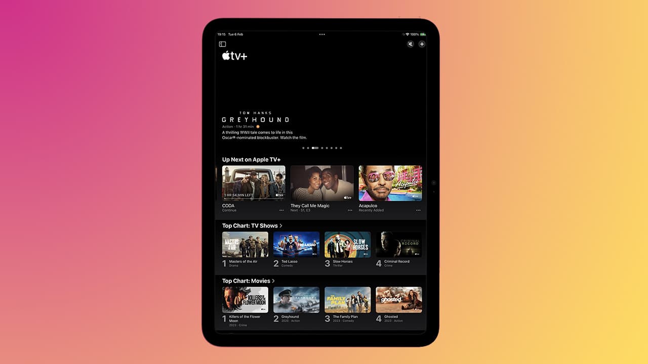 Apple TV app on iPad