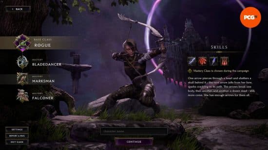 Best Last Epoch builds: a Marksman drawing her bow.