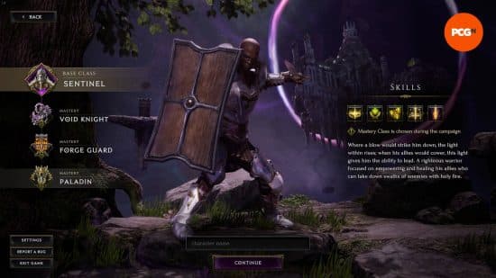 Best Last Epoch builds: a Paladin readying his sword and shield.