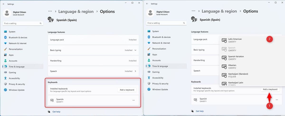 διάταξη πληκτρολογίου windows 11