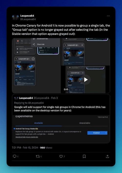 Το Chrome για Android ενδέχεται να λαμβάνει την έκδοση για υπολογιστές "Ομάδες καρτελών" χαρακτηριστικό