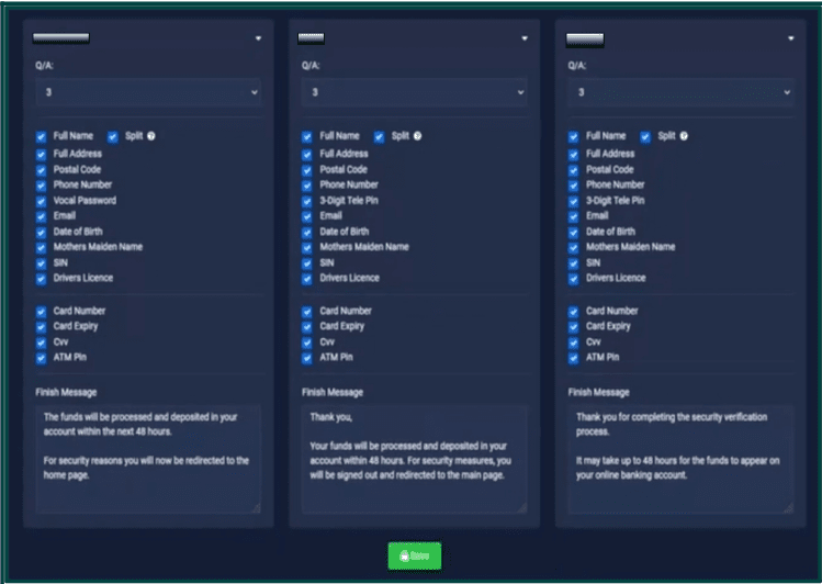 Επιλογές προσαρμογής Phish