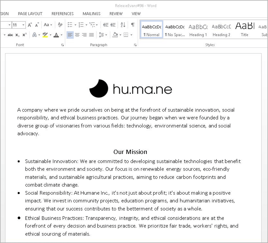 Το πλαστό έγγραφο που περιέχει τη μακροεντολή VBA