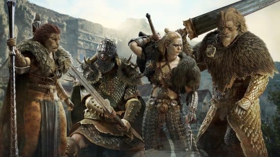 τέσσερις πολεμιστές από το dragons dogma 2 φορώντας διαφορετικά σετ πανοπλιών