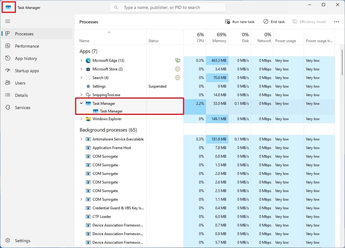 Εικονίδιο νέας εφαρμογής Task Manger