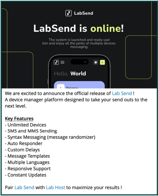 Νέα δυνατότητα LabSend προωθείται στο Telegram
