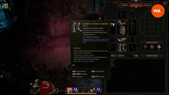 Στατιστικά Last Epoch Cursed Veteran's Boots - Το αντικείμενο που σας κάνει να προκαλέσετε λιγότερη ζημιά και να καταναλώνετε περισσότερα ενώ φοράτε.