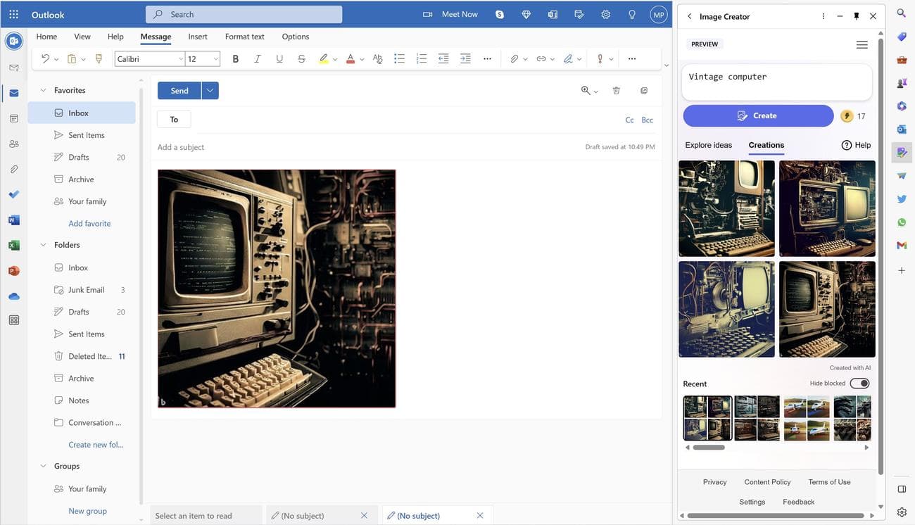 Bing Image Creator στην πλευρική γραμμή του Microsoft Edge