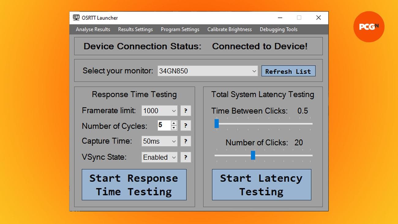 What is monitor response time? OSRTT launcher