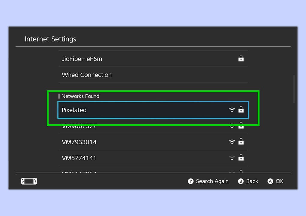 Ένα στιγμιότυπο οθόνης του μενού Ρυθμίσεις Internet σε ένα Nintendo Switch.