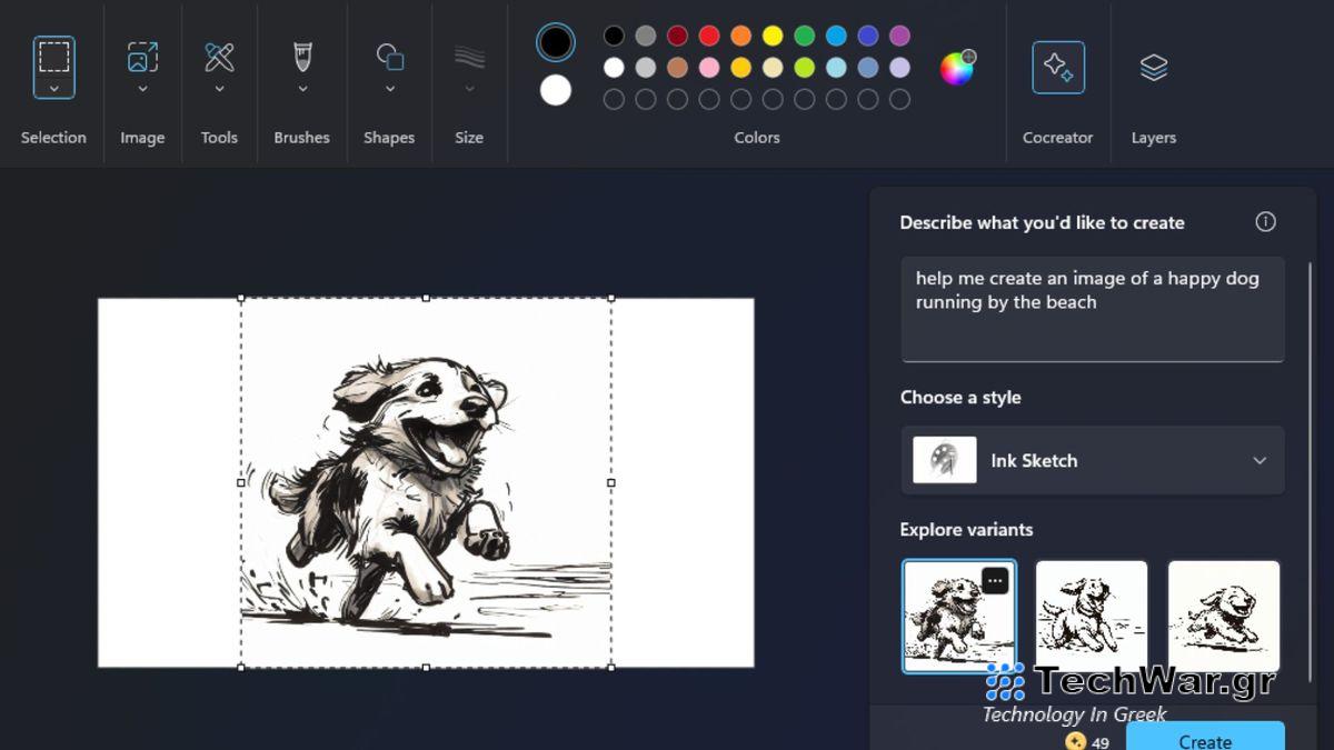 Microsoft Paint with DALL-E 3 technology integration