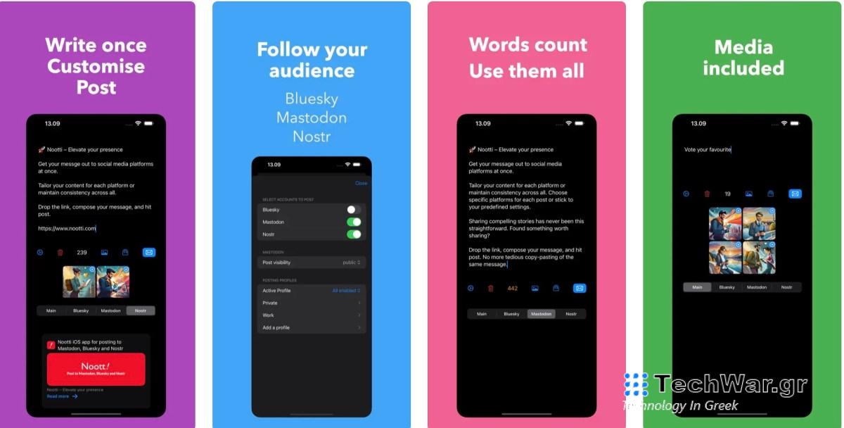 Δεν μπορείτε να αποφασίσετε μεταξύ Bluesky, Mastodon και Nostr; Η νέα εφαρμογή του Nootti σάς επιτρέπει να δημοσιεύετε και στα τρία