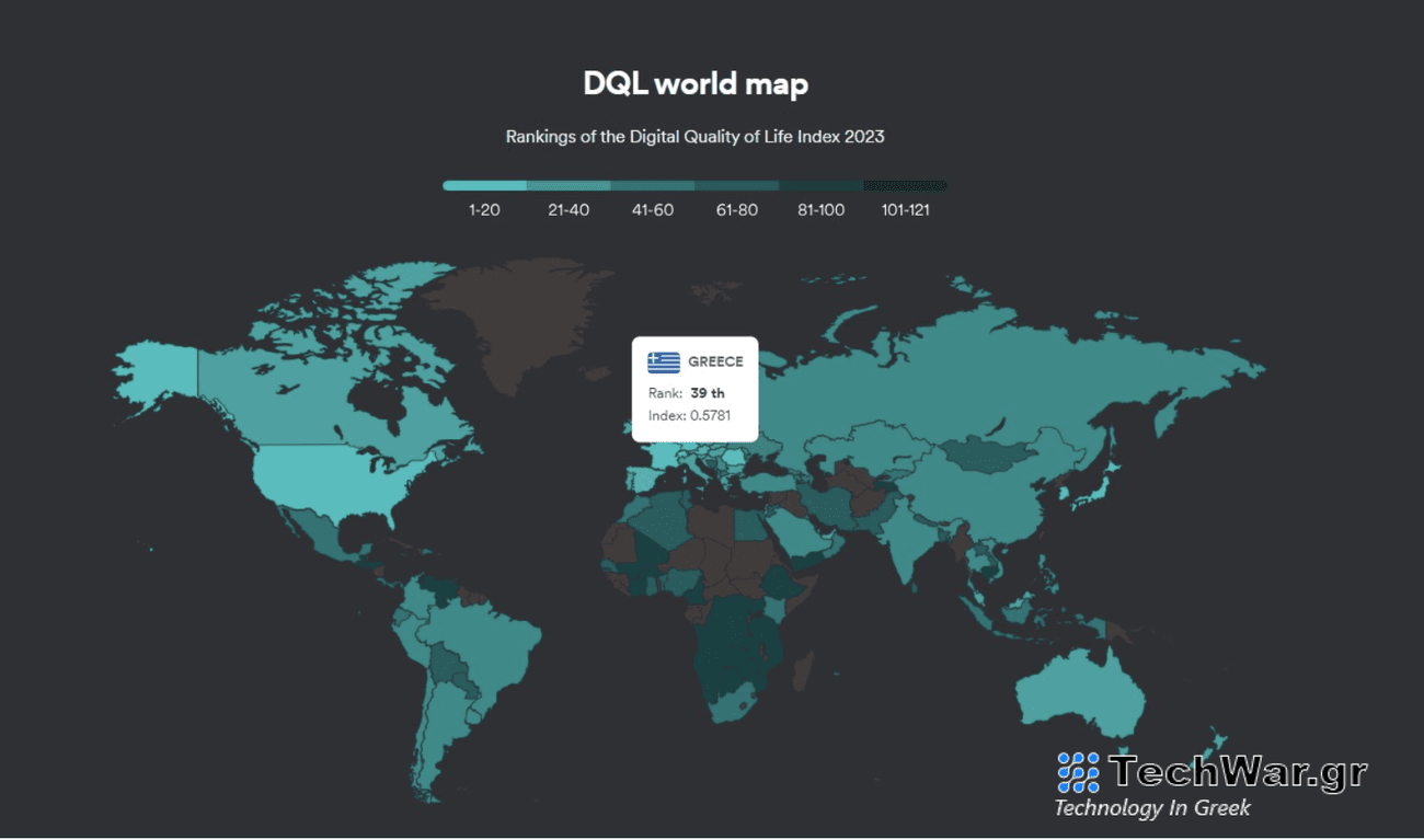 Ελλάδα: Στην 39η θέση στην ποιότητα ψηφιακής ζωής
