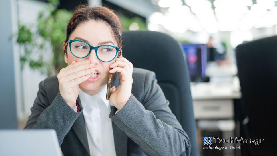 secret phone call in office