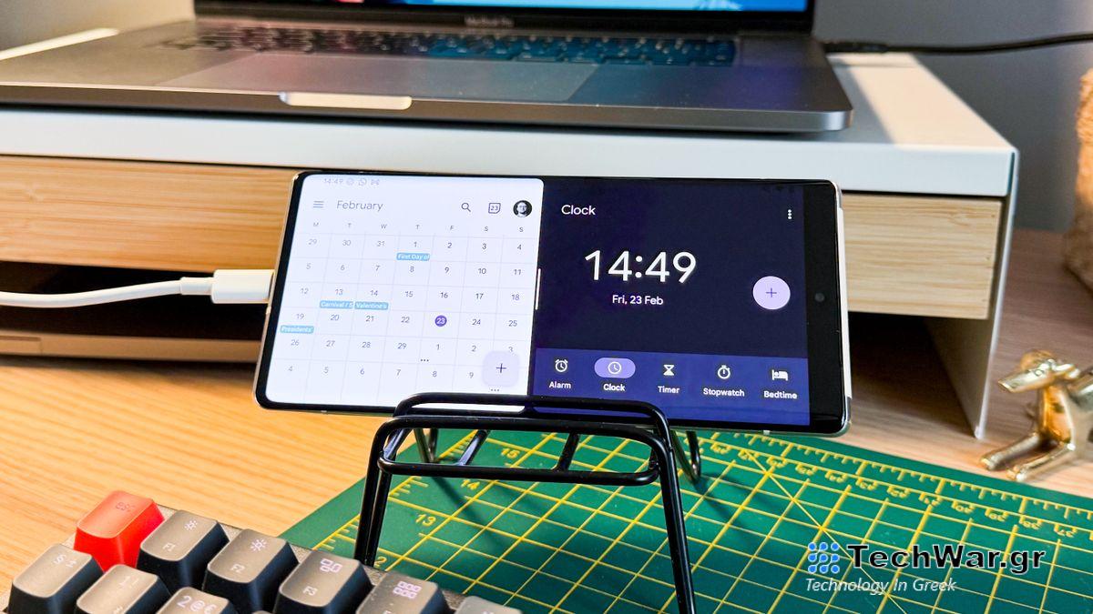 A photograph of a Pixel 6 Pro being used with Stay Awake to function in StandBy Mode