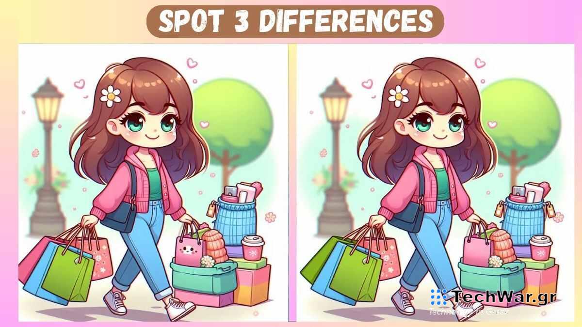 τεστ παρατηρητικότητας «Βρες τις διαφορές» κορίτσι ψώνια