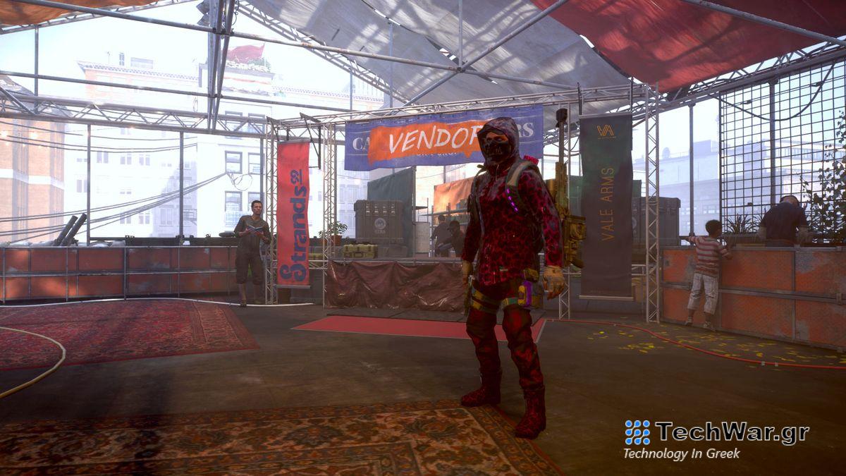 An agent stood by the Theater settlement vendor in The Division 2