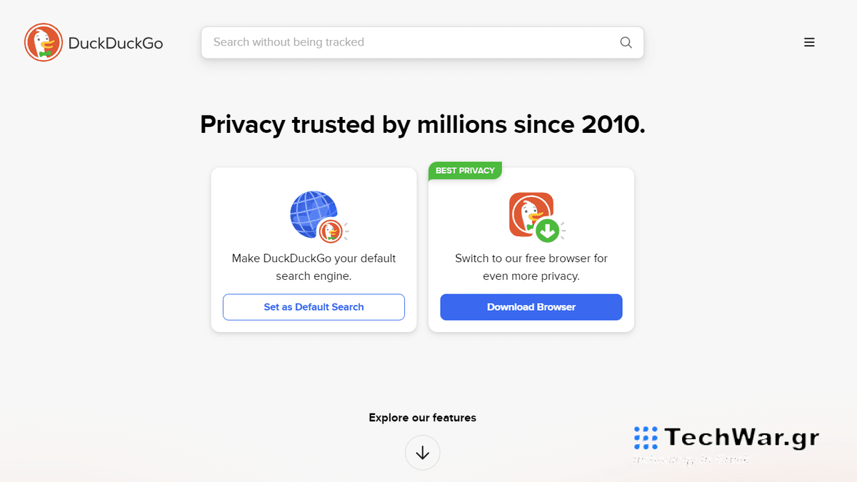 Screenshot of DuckDuckGo