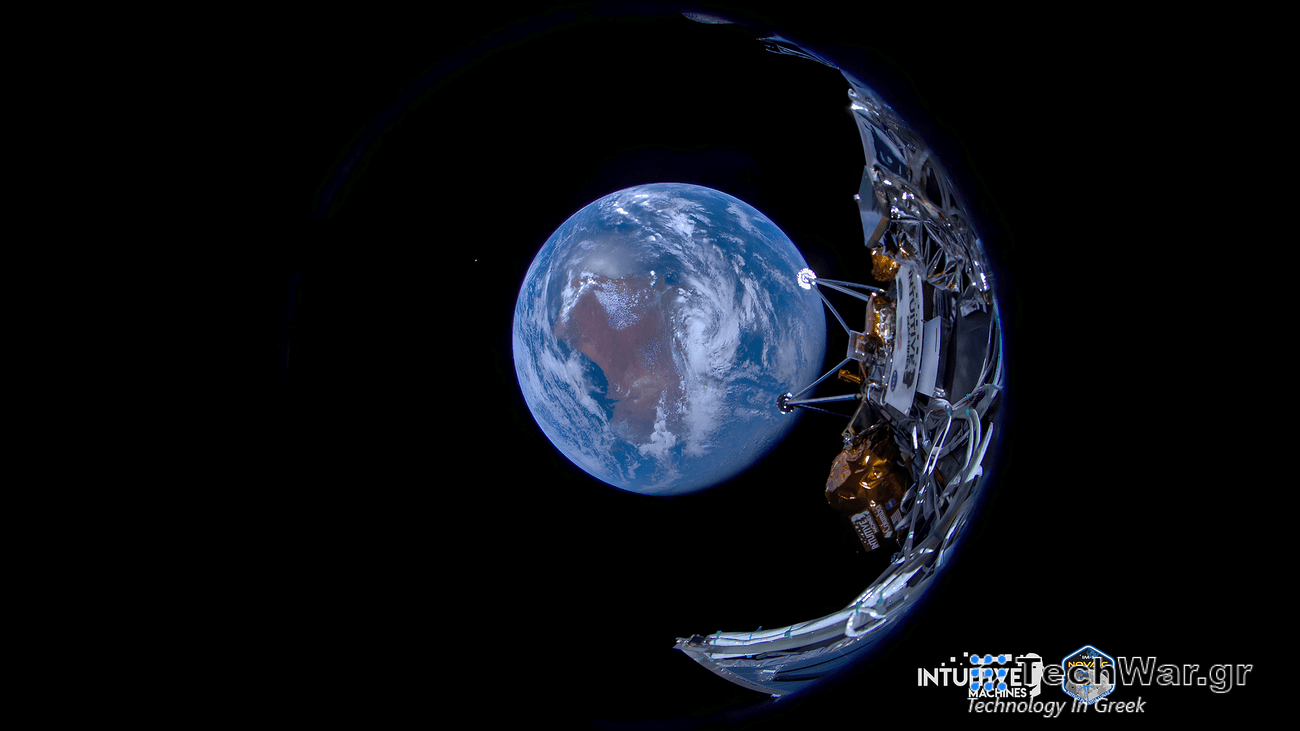 The planet Earth as seen from space, aboard the Odysseus spacecraft.