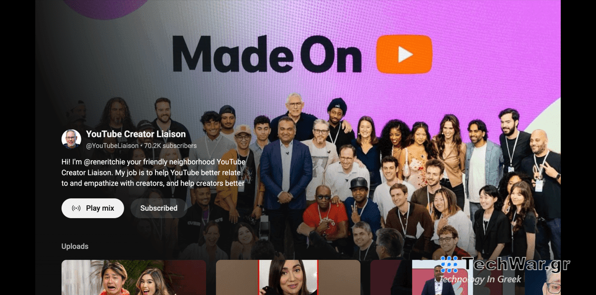 Το YouTube λανσάρει νέες σελίδες καναλιών για δημιουργούς στην τηλεοπτική του εφαρμογή