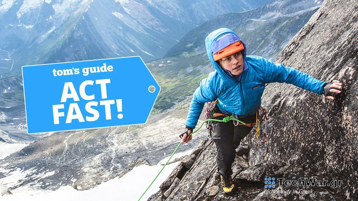 Patagonia Nano Puff Jacket worn by a man climbing a mountain