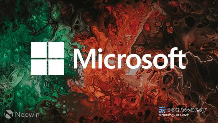 Microsoft logo on a colorful background